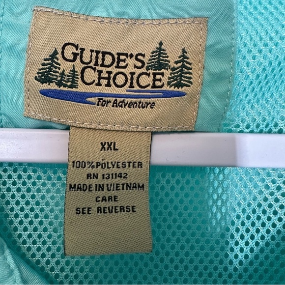Guides Choice Adventure Shirt Men's XXL Aqua Blue Fishing Hiking Utility Vented - Picture 3 of 9